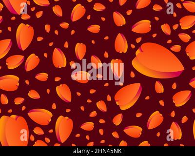 Happy Valentine's Day background with 3d hearts. Seamless pattern with isometric hearts with orange color gradient. Design for greeting card, holiday Stock Vector