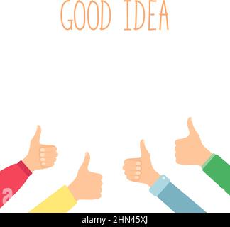 Hands showing thumbs up. Good idea, vector illustration Stock Vector