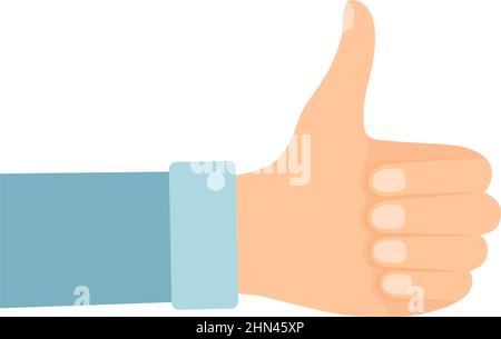 Hand with thumb up on white background, vector illustration Stock Vector