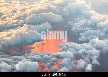 Amazing sunset over the sea, aerial view Stock Photo