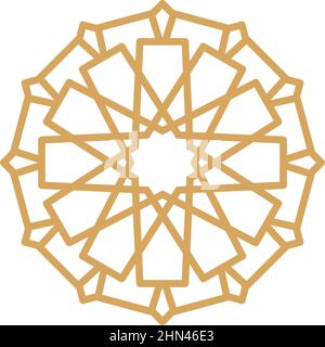 Abstract oriental muslim arabic golden framed emblems. Traditional ornamental arabic luxury frames vector illustration set. Oriental style gold Stock Vector