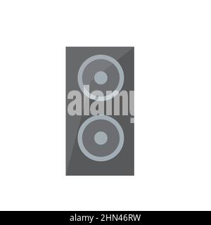 Gray loudspeaker. Hi-fi or high-end class acoustic speaker or audio monitor icon on white background Stock Vector
