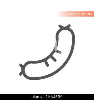 Sausage simple vector symbol. Outlined icon, editable stroke. Stock Vector
