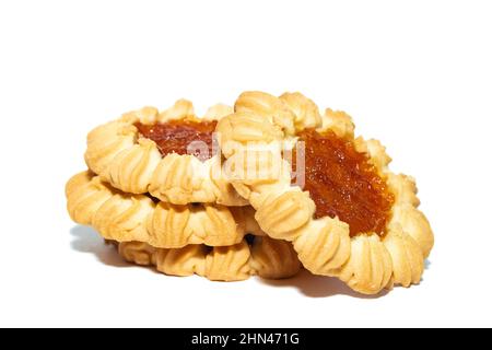 cookies with jam closeup isolated on a white Stock Photo