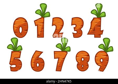 Cartoon carrot font numbers Stock Vector