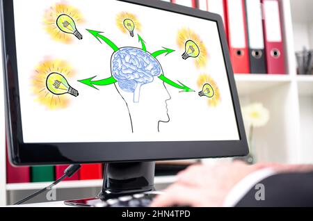 Human brain ideas concept shown on a computer screen Stock Photo
