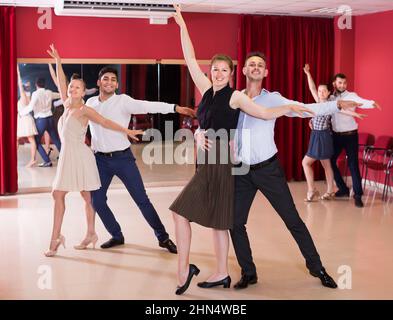 Ordinary people practicing passionate samba Stock Photo
