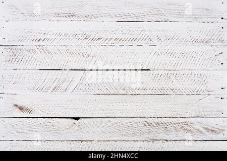 Old grunge white painted and sanded wood background Stock Photo