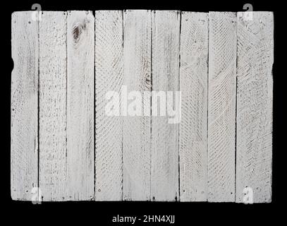 White wooden board background isolated on black Stock Photo