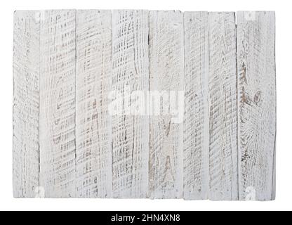 White vintage wooden boards cobbled together background isolated on white Stock Photo