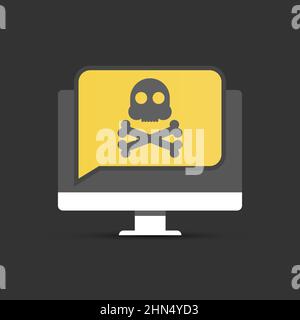 Alert, Notification, Warning, Important Message on a Laptop Screen - Vector Design Illustration Stock Vector