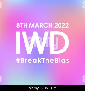 8th march. Vector banner with the inscription for International Women's Day - # BREAK THE BIAS on an isolated colorful background. Illustration for Stock Vector