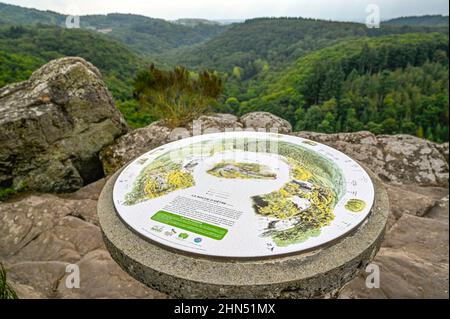 La Roche d'Oëtre offers a beautiful panorama over the Rouvre River valley from the 118-metre high viewpoint in the heart of the Swiss Normandy, France Stock Photo