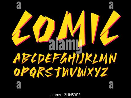 Comic retro font for comics, cartoon, superhero poster, logo of children goodies, toys, education book, modern tshirts. Vector typography design Stock Vector