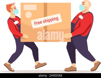 Delivery service semi flat RGB color vector illustration Stock Vector