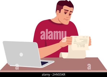 Stress about money and bills semi flat RGB color vector illustration Stock Vector