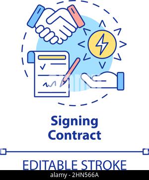 Signing contract concept icon Stock Vector
