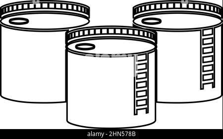 Tanks with oil storage contour outline line icon black color vector illustration image thin flat style simple Stock Vector