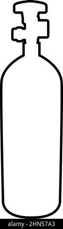 Gas cylinder balloon contour outline line icon black color vector illustration image thin flat style simple Stock Vector
