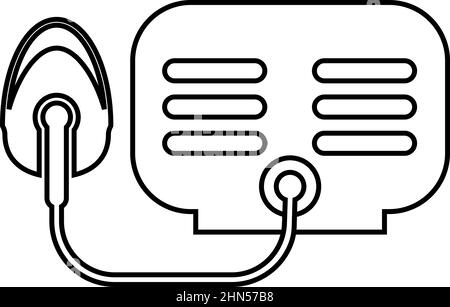 Nebulizer with mask contour outline line icon black color vector illustration image thin flat style simple Stock Vector