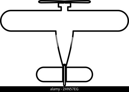 Propelier aircraft retro vintage small plane single engine contour outline line icon black color vector illustration image thin flat style simple Stock Vector