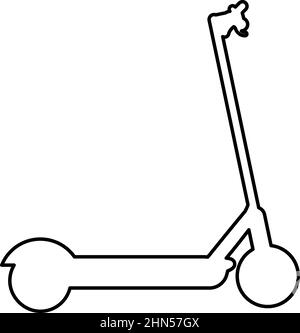 Scooter electric modern technology kick eco transport for city trotinette contour outline line icon black color vector illustration image thin flat Stock Vector
