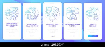 How to move to UCaaS blue gradient onboarding mobile app screen Stock Vector