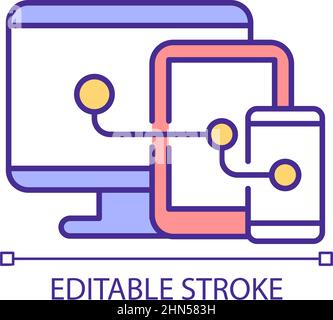 Devices synchronization RGB color icon Stock Vector