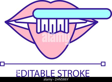 Brushing tongue RGB color icon Stock Vector