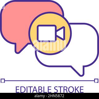 Videoconference business communication RGB color icon Stock Vector