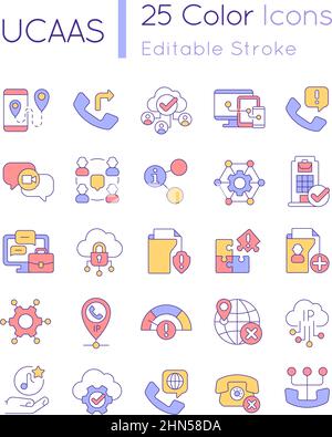 UCaaS RGB color icons set Stock Vector