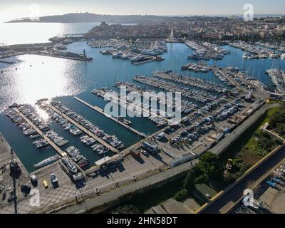 Drone view at the town of Antibes on France Stock Photo