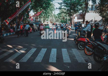 the morning atmosphere around the Sampang field when the prospective employees will conduct interviews which will be conducted that morning Stock Photo