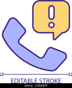 Handset with exclamation mark RGB color icon Stock Vector