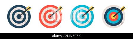 Target icon set with shadow Stock Vector