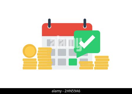 Calendar with coins money icon Stock Vector