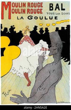 Antique vintage art by Henri Toulouse-Lautrec. Moulin Rouge: La Goulue. 1891. This is in very good condition. A bit improved. Stock Photo