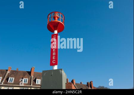 The shipping signal next to the Seine promenade at Caudebec-en-Caux, Normandy, France Stock Photo