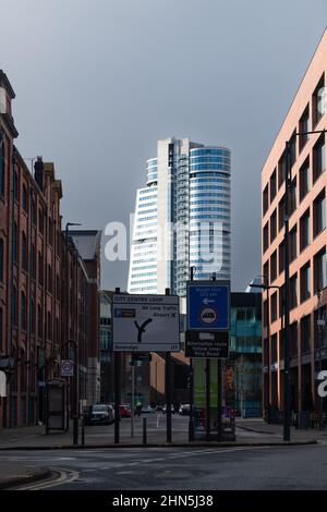 Bridgewater Place 'the dalek', city centre loop, Swinegate, Leeds, West Yorkshire, England, UK Stock Photo