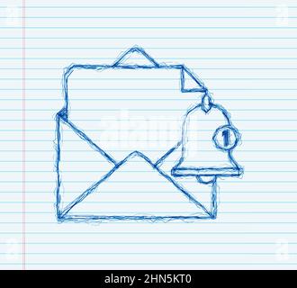 Enable reminder notification. Email notification sketch icon. Message alert. Vector stock illustration Stock Vector