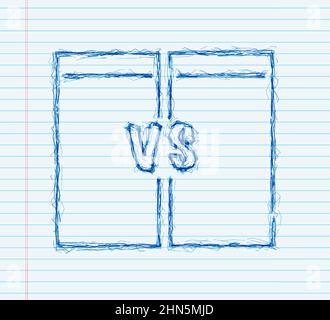 VS Versus Blue and red comic design. Battle banner match, vs letters competition confrontation. Vector stock illustration Stock Vector