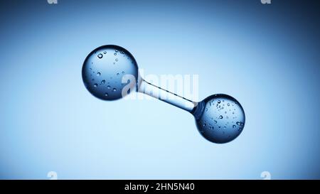 Blue science molecule or atom background, Abstract structure 3d double molecule background Stock Photo