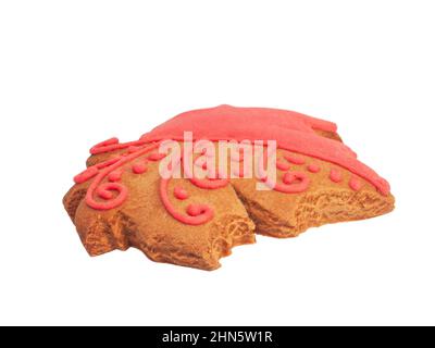 Tasty gingerbread cookie maple leaf isolated on the white Stock Photo