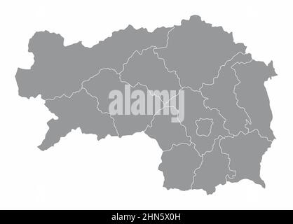 Styria state administrative map isolated on white background, Austria. Stock Vector