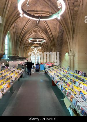 Maastricht (Boekhandel Dominicanen), Netherlands - February 13. 2022: View inside medieval Dominican Church converted into bookstore Stock Photo