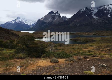 Torres del Paine landscape, overlooking the Almirante Nieto mountain, Chile Stock Photo
