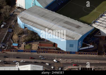 aerial view of Sheffield Wednesday's Hillsborough Stadium, Sheffield, South Yorkshire Stock Photo