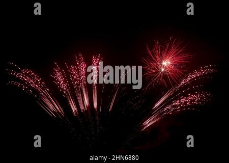Fireworks isolated on dark background. Stock Photo