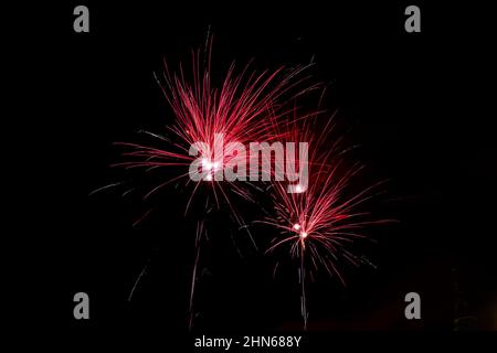 Fireworks isolated on dark background. Stock Photo