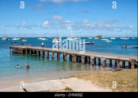 The former pier of Grand Case on the island of Saint-Martin / Sint Maarten Stock Photo